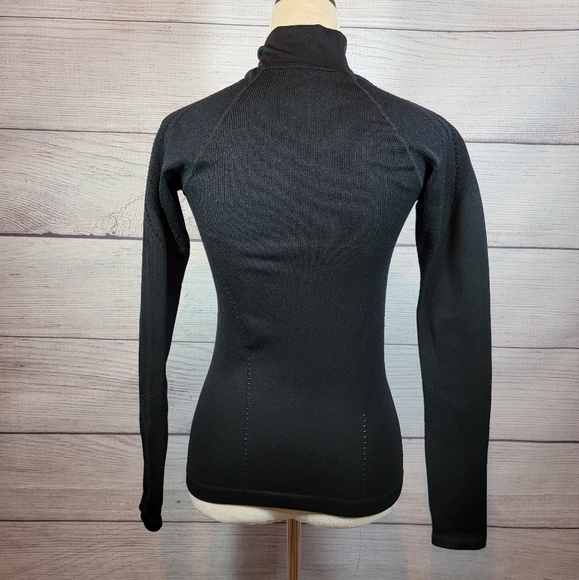 𝅺ATHLETIC Fitted Full Zip Thumb Hole Sleeve Jacket Black - Picture 3 of 7